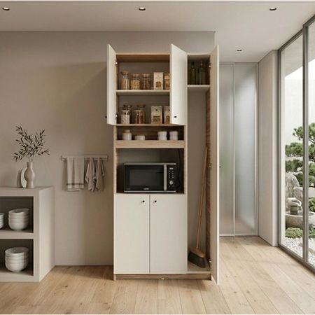 Despensero Organizador Escobero DS Home Cocobolo Blanco 171x71x36 cm