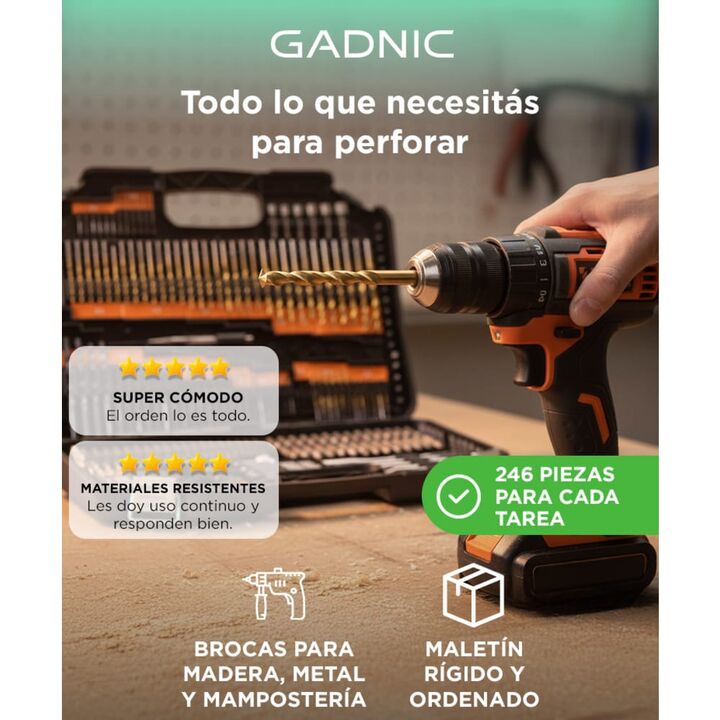 Juego de Mechas Para Taladro Gadnic DL246 246 brocas - Vista 2