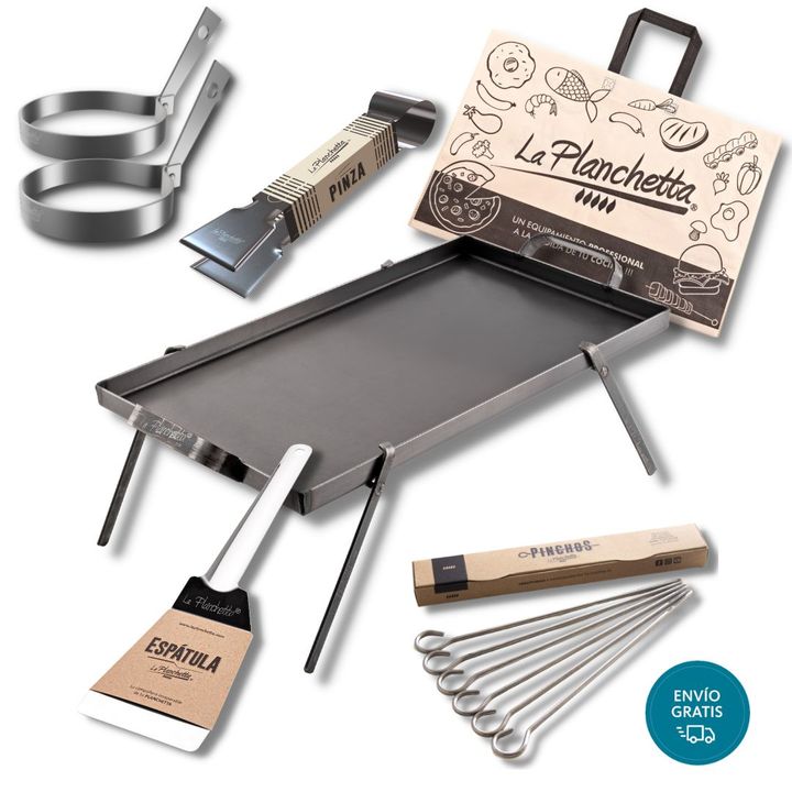 Plancheta de 2 Hornallas + Espatula + Patas + Pinchos + Pinza + Moldes + Bolsa - La Planchetta - Vista 1