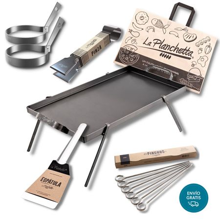 Plancheta de 2 Hornallas + Espatula + Patas + Pinchos + Pinza + Moldes + Bolsa - La Planchetta 