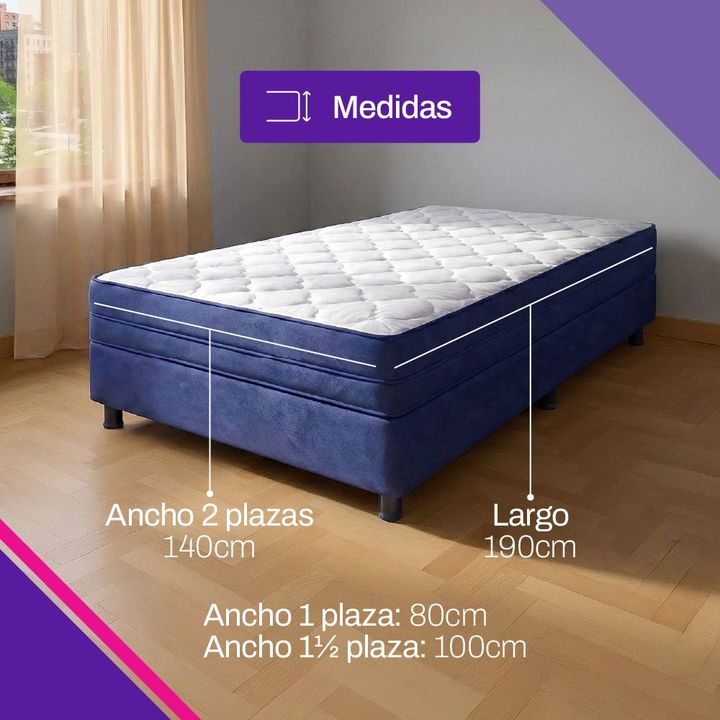 Conjunto Sommier y Colchón Elite Lanin 1 Plaza y Media 100x190 cm + Almohada de Regalo - Vista 4
