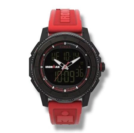 RELOJ ANALOGICO-DIGITAL TIMEX MALLA ROJA CON NEGRO, PANTALLA NEGATIVA, 50 LAP (RTX0666) (TW2W53700)