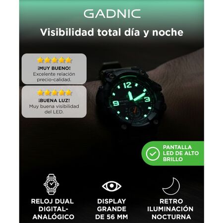 Reloj Digital Gadnic RM80F23 Hombres Sumergible Alarma Cronometro Display LED