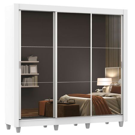 Placard Madesa Monaco 3 Puertas Corredizas 3 Espejos Y Patas