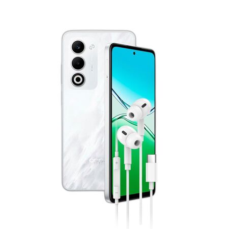 Combo Oppo A5 4G 4+256GB Blanco + Auriculares Dekkin USB-C
