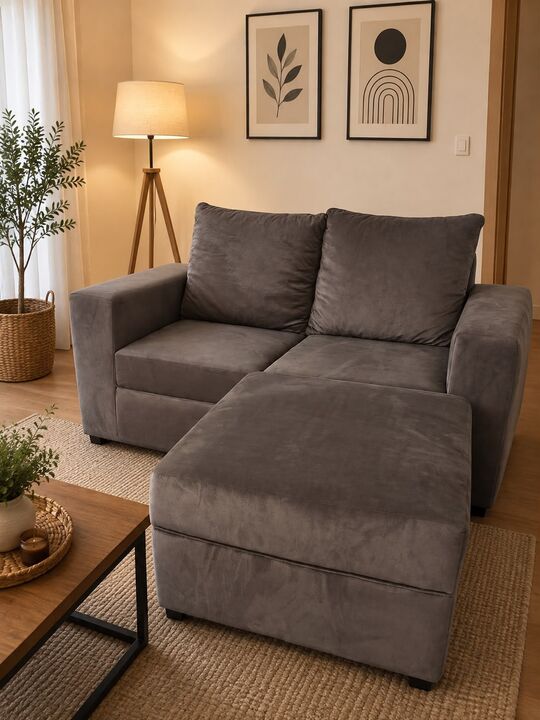 Sillon Milan dos cuerpos con camastro color Gris - Vista 2