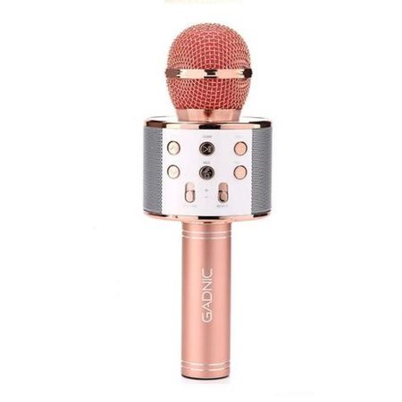 Micrófono Rosa Opaco Gadnic KM-01 Karaoke Inalámbrico Bluetooth c/ Efectos de Voz