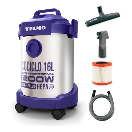 Aspiradora de Tacho Yelmo As-3314 16L Azul-Inox 220V Sin bolsa Filtro H.E.P.A