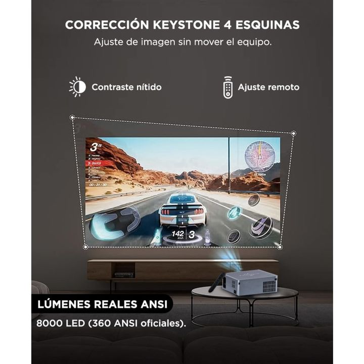 Proyector Gadnic Full HD 1080p Lúmenes 8000 90w - Vista 4
