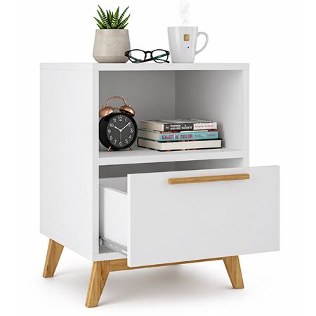 Mesa De Luz Proline Con Cajón Blanco 51x38x35 Cm PLINE-HOMMY01-196