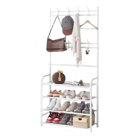 Perchero Multifuncion Para Zapatos Sombreros 153cm Blanco Cs Color Blanco