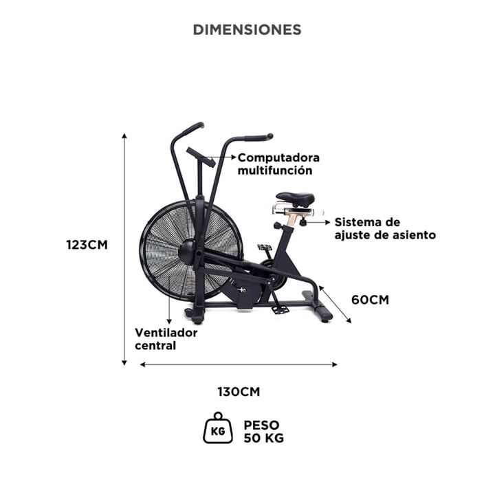 Bicicleta Fija de Aire Gadnic Air Bike 8 Programas Hasta 160kg Aluminio Acero Resistente Asiento Ajustable - Vista 6