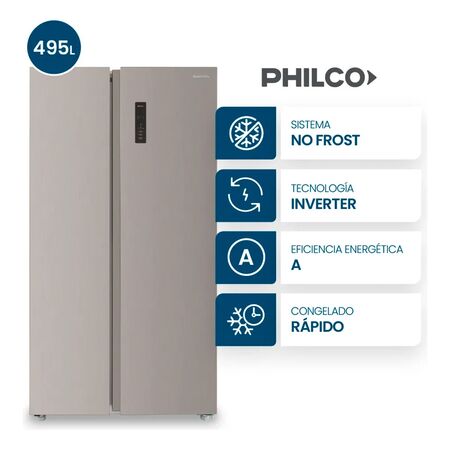 Heladera Side By Side Philco 560 Lts Inox Inverter PHSB560XI