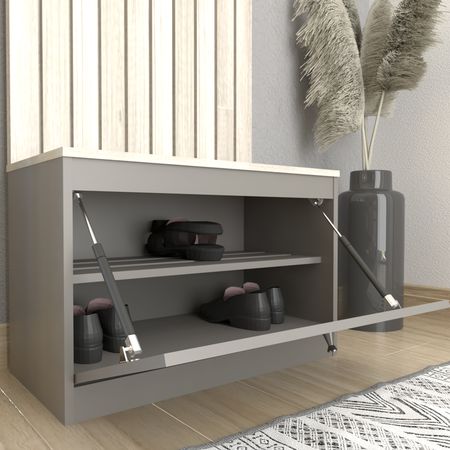 Botinero Recibidor Funcional Con Puerta Tables Cod: 4018 Nevado-Gris