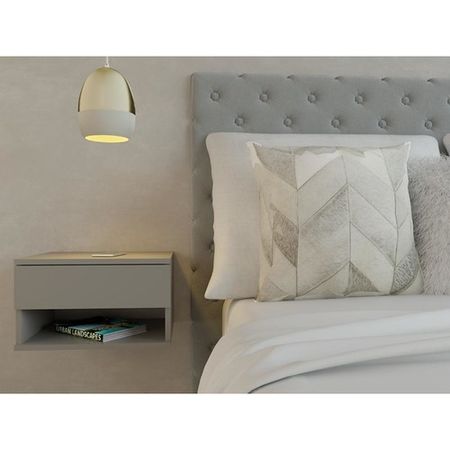 Mesa de Luz Flotante DS Home 1 Cajón Gris 45x25x36 cm