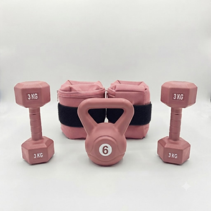 Combo Pesa Rusa 6 kg + Par de Mancuernas 3 kg + Par de Tobilleras 2 kg - Vista 2