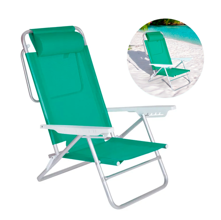 Silla Reclinable de Aluminio Con Almohadilla Anis Mor