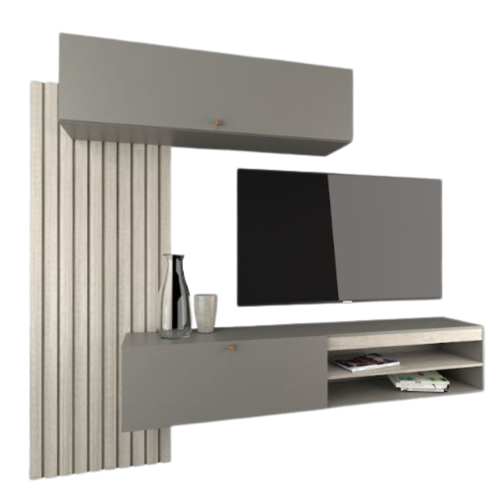 Mueble Rack Tv Flotante Centro De Entretenimiento Living Tables 1113 Nevado Gris - Vista 4