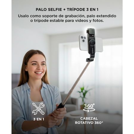 Tripode Gadnic Bastón de Selfie Con Bluetooth y Flash