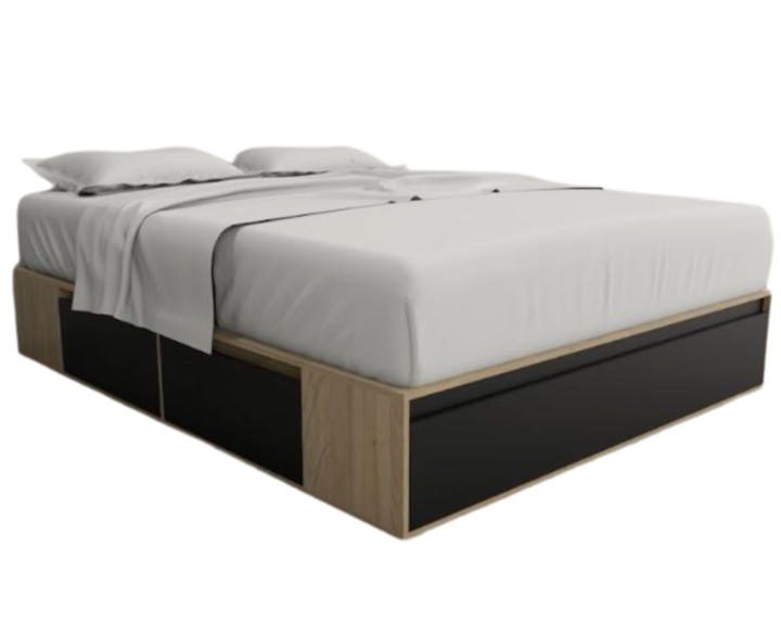 Base Cama Box Linea Minimal 1.60m 4 Cajones Con 1 Puerta 6443 Olmo/Negro Tables - Vista 2