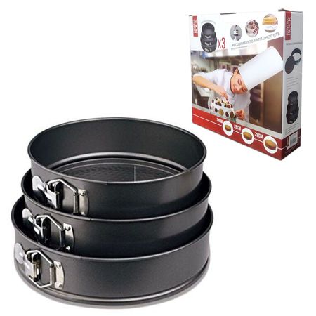 Set X 3 Molde Tortera Desmontable Antiadherente 24 26 28 Cm