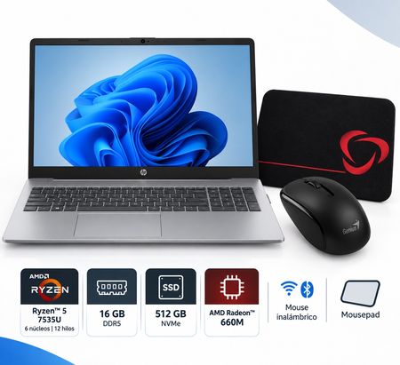 COMBONOTEBOOK HP 255R G10 R5-7535U+ MOUSE PAD + MOUSE INALAMBRICO