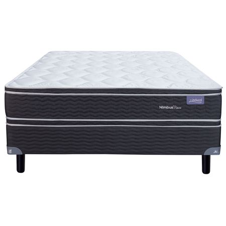 Conjunto Sommier y Colchon de Espuma Inducol Nimbus Visco Queen Size 150x190x26cm de Alta Densidad con Pillow Doble Extra Suave de Espuma Inteligente Viscoelastica Tela Tejido Pique