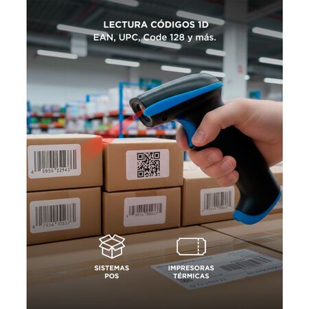 Lector de Código de Barras Gadnic Inalámbrico USB Memoria Interna + Soporte