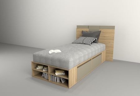 Box Juvenil 0,90m 4 Cajones Olmo F.|gris C.