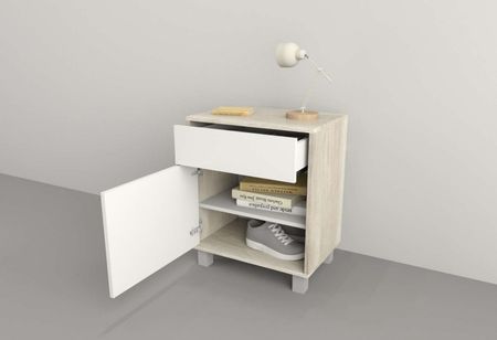 Mesa De Luz 1 Cajon 1 Puerta Nevado Gris C. Tables