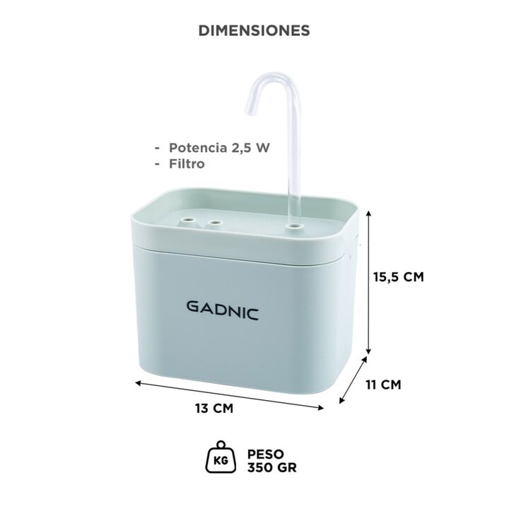 Bebedero Fuente Para Beber Automático Gadnic PET09 Recirculación de Agua (Color Verde) - Vista 6