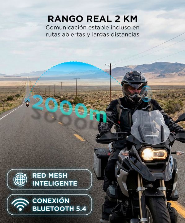 Intercomunicador Moto Moman CP-X Cancelacion de ruido Activo 2000mts rango 24 Personas - Vista 3