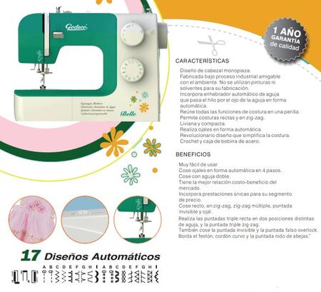 Maquina De Coser Belle Blanca Godeco