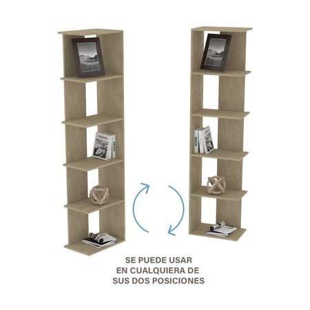 Biblioteca Alta 5 Estantes Fiplasto Cod: Bl6002 Roble Kendal