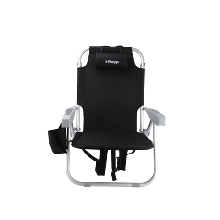 Silla Reposera Mochila Waggs 2 Bolsillos Cooler Aluminio Negro