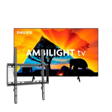 Combo Smart TV Philips 65" OLED 4K Ambilight + Soporte Fijo 32"-70"