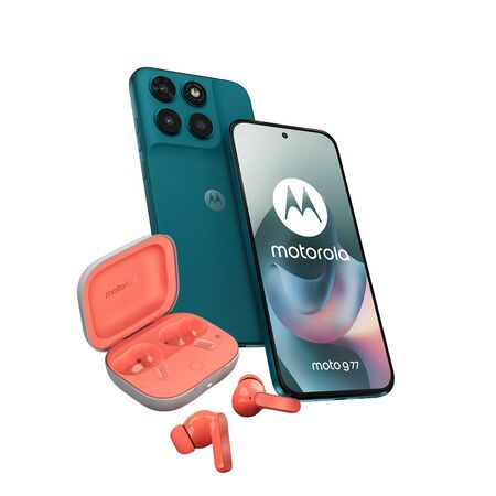 Combo Moto G77 8+256GB Shaded Spruce + Moto Buds Guitar Peach Pink