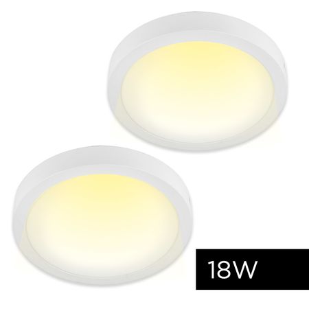 Kit x2 Plafon Lampara techo Led Gadnic Calido Redondo 18W