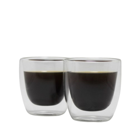 Set x 2 Tazas Cafe Pocillos Vasos Vidrio Termicos Doble 80ml