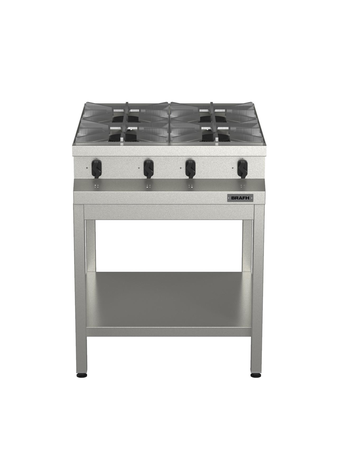 Anafe Industrial Brafh 4 Hornallas 700 Acero Inox Base Fija Gris