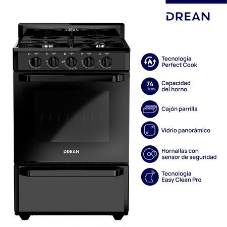 Cocina Multigas 56 cm Negro Drean CD5602AN0