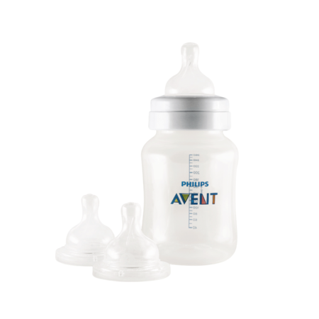 Set Mamadera y Tetinas Anticólic Avent 260ml (1, 3 y 6m+)