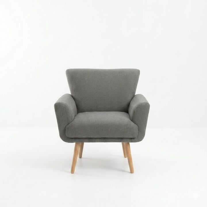 Sillon individual estilo matera Klyara tela pana GRIS MEDIO - Vista 1