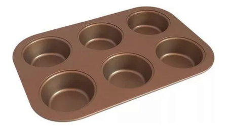 Molde Muffins X 6 Hudson Doble Capa Antiadherente Cobre