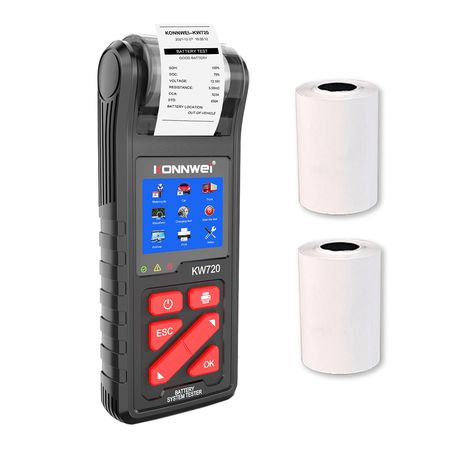 Analizador de Baterías Konnwei Kw720 Con Impresora y Display 6v-30v + Rollos