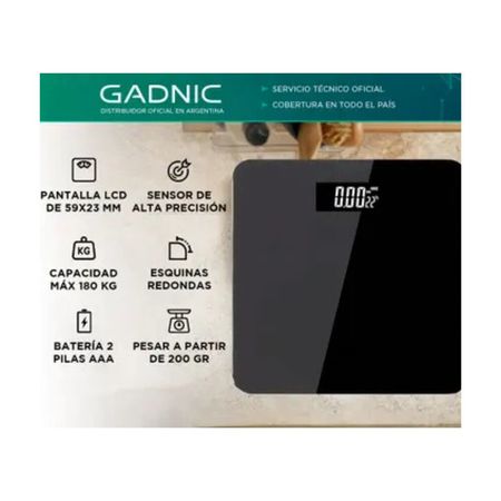 Balanza Digital de Baño Gadnic 180 kg Vidrio Reforzado