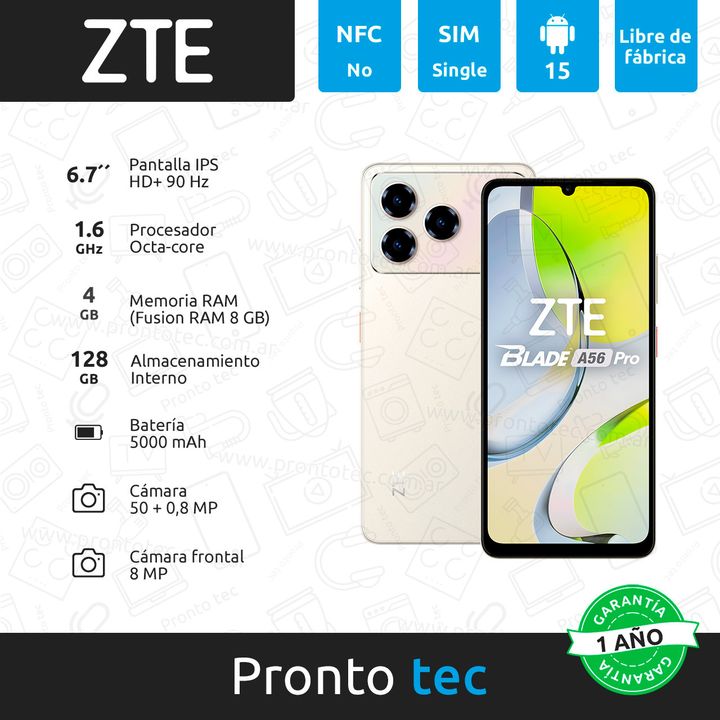 Celular ZTE A56 PRO 4+128GB Gold - Vista 2