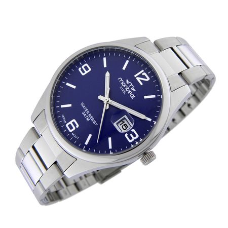 Reloj De Caballero Azul Montreal Calendario Acero