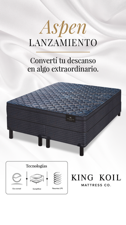 Colchon King Koil Aspen 2 Plazas 130x190 Resortes LFK con Euro pillow de Espuma Firme