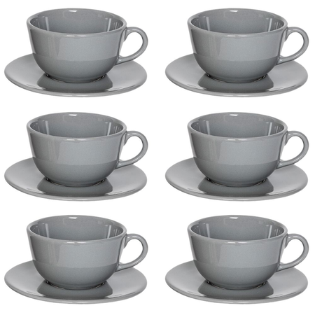 Set X6 Tazas De Te 200 Cc Con Plato Unni Grey Oxford